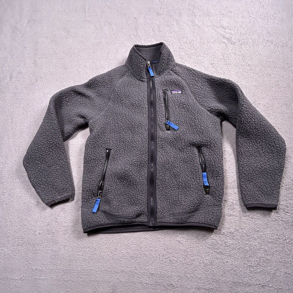 Patagonia Retro-X Fleece Jacket Kids Medium M 10 Forge Grey Full Zip Outdoor